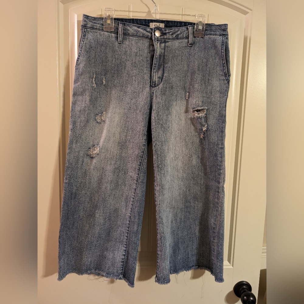 Denim gaucho pants